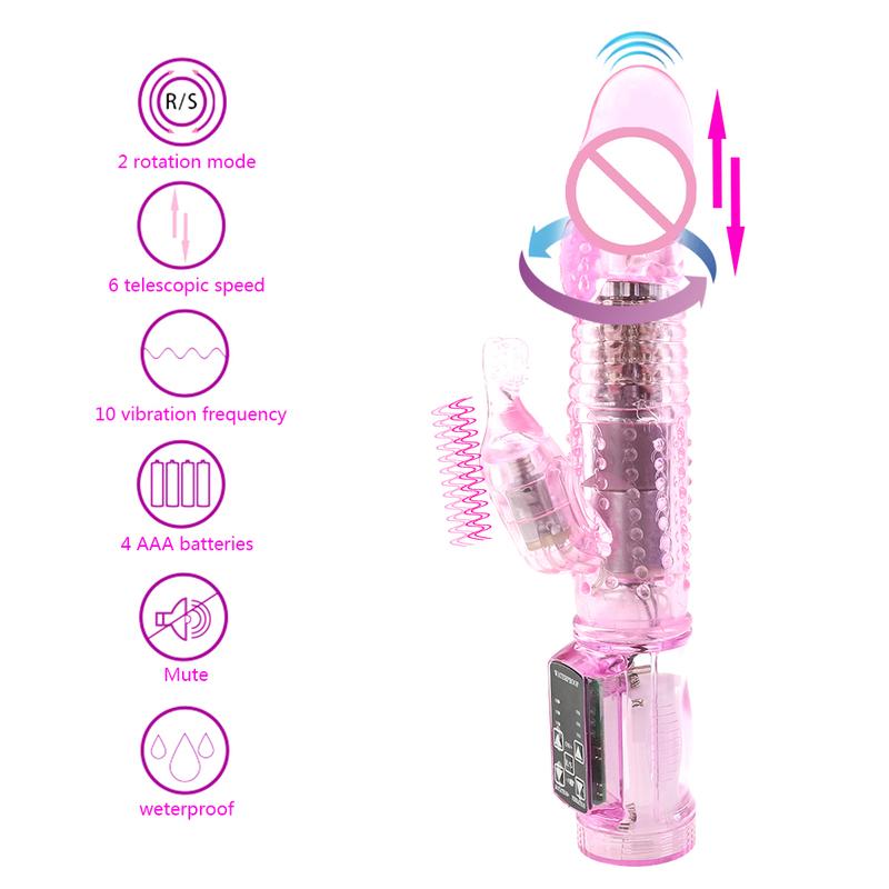 Rotation 12 Speed Rabbit Vibrators Realistic Dildo Clitoris Stimulator Erotic Sex Toys G Spot Vibrators Adult Sex Toys for Women