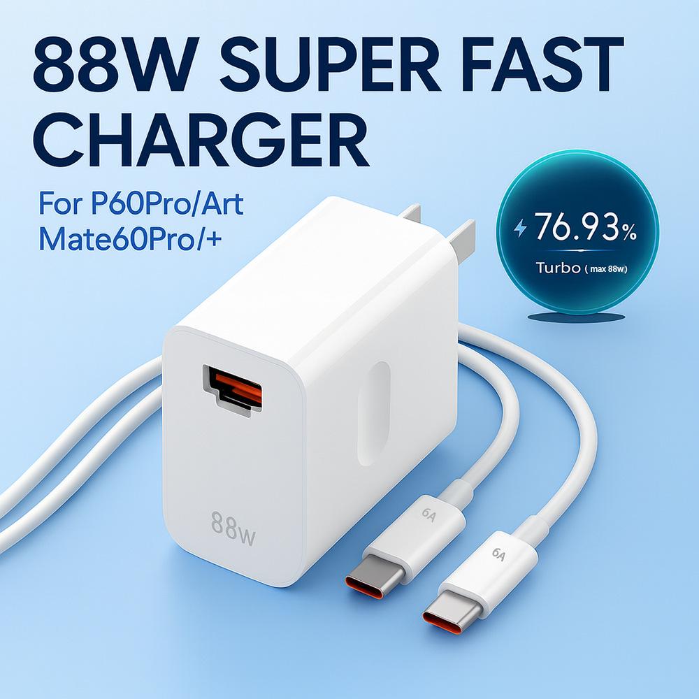 

88W Dual-Port USB-A+C Super Fast Charger with 6A Type-C Cable Set US Standard