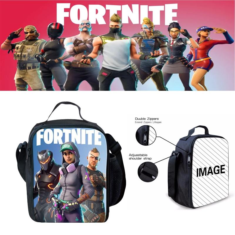 Borsa termica per il pranzo Fortnite per studenti, picnic all'aperto, tracolla regolabile, cerniere lisce incluse