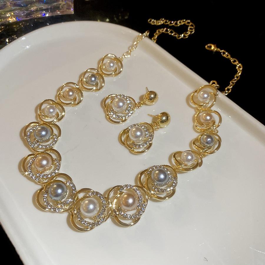 Acrylic Oval Diamond Ring Bracelet Earrings Necklace Accessories Women's Clavicle Chain Versatile Necklace