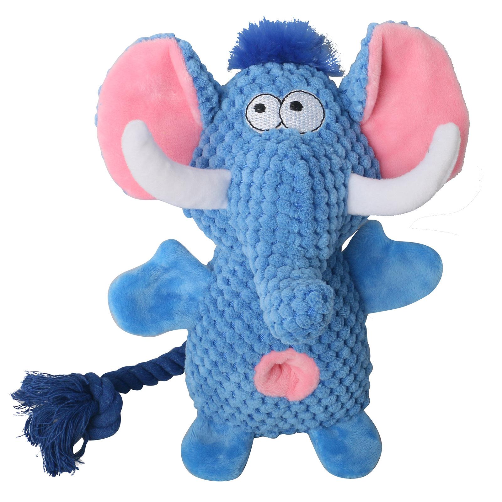 Luxury Eco-Friendly Plush Dog Chew Toy Squeaky Slow Food Bag Packaging синий