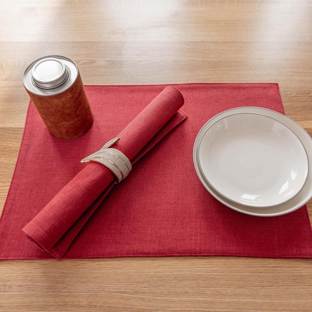 Demetex Cotton Japanese Easy Machine Dining Wine Red Placemat, Fabric, Linen, Double-Layer Fabric, Plain, Style, Flexible, Thick, Insulating,