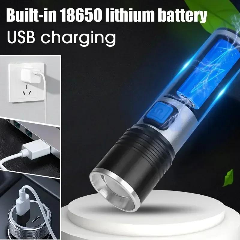 365/395nm UV Flashlight Blacklight Zoomable Torch Lamps USB Charging Ultraviolet Flashlights Pet Urine Detector Hunting UV Light
