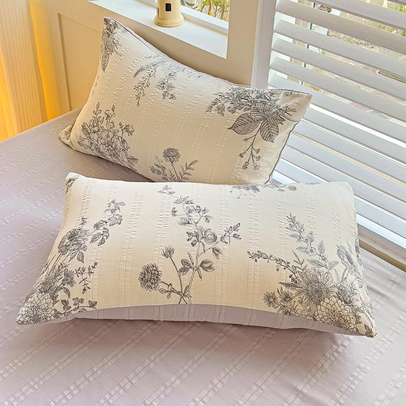 Flowers Bedding Set with Pillowcase Bed Sheet Single Full Size Bed Linen Washed Cotton Duvet Cover Set Queen/King Double Size