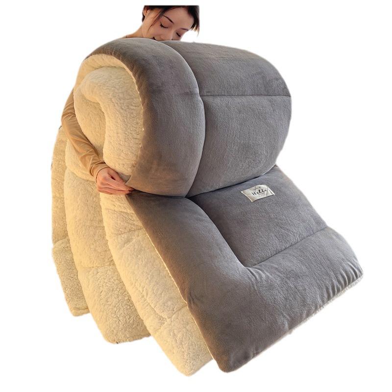 Populaire Winter Melkfluweel & Lamswol Dekbed - Dik Warm Katoenen Dekbed & Matrasbeschermer voor Eenpersoons-/Tweepersoonsbed