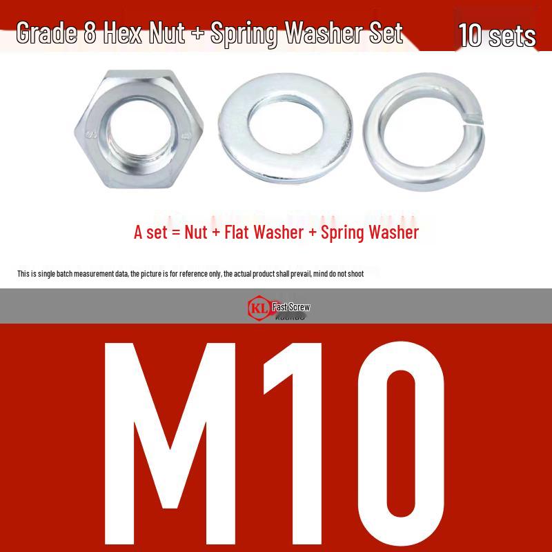 Galvanized Hex Nuts, Flat Washers, Spring Washers in M2-M48, Blue and White Zinc Coated