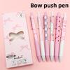 6pcs Pink Bowknot Quick-Dry Gel Pens 0.5mm Fine Point Smooth Writing for Office and School Supplies