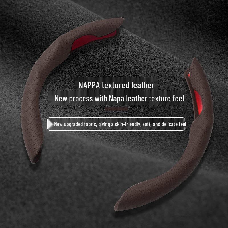 Tesla Model 3/Y Ultra-thin Non-slip Sweat-absorbing Steering Wheel Cover with Card Holder for All Seasons