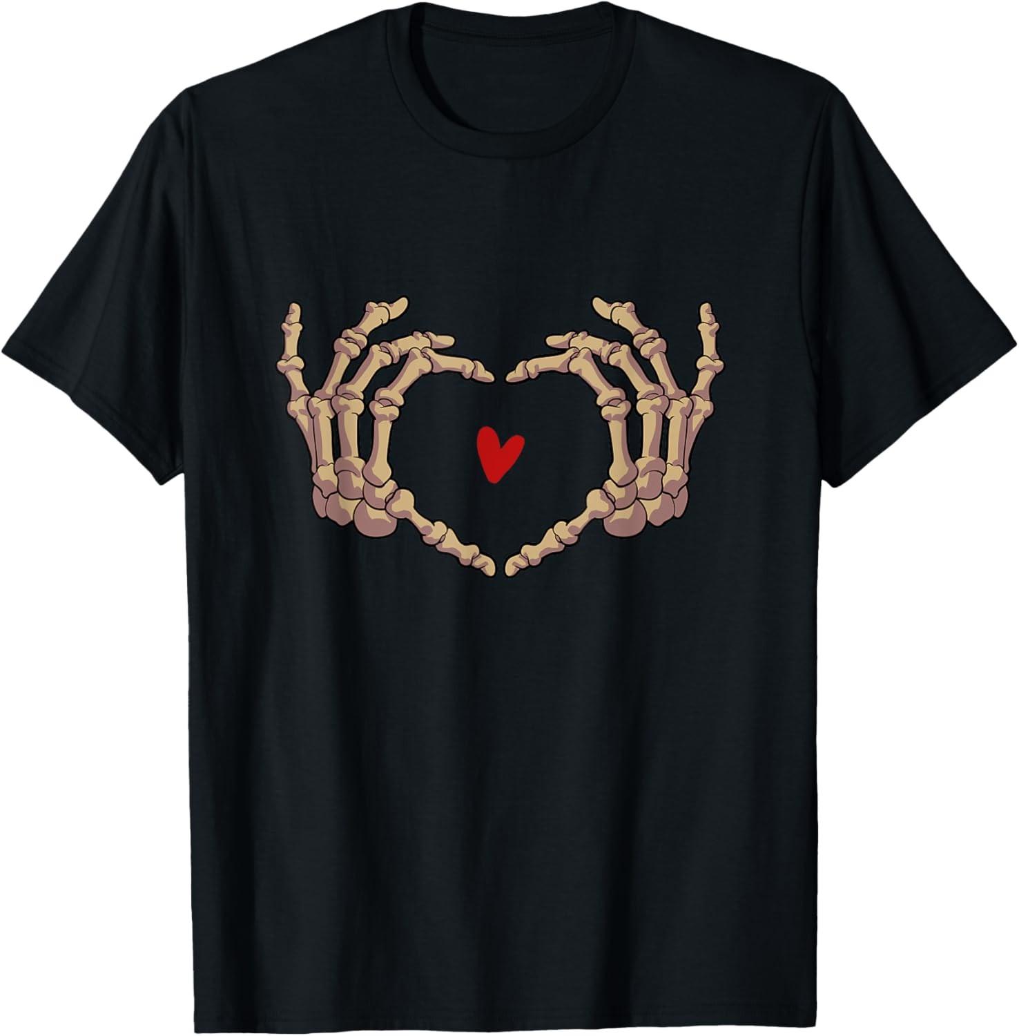 Skeleton Hands Love Women Skeleton Hands Halloween T-Shirt S