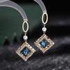 2022 mode Temperament Geometrie Ohrringe für Weibliche Design Cube Kristall Blau Dangler Luxus Perle Anhänger Ohrring
