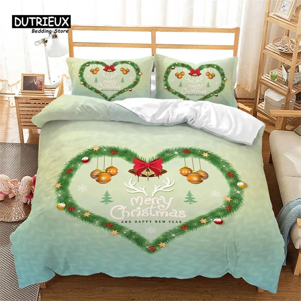 3DMerry Christmas White Bedding Set King Queen Size Microfiber Bedroom Decorative 3D Print Duvet Cover With Pillowcases