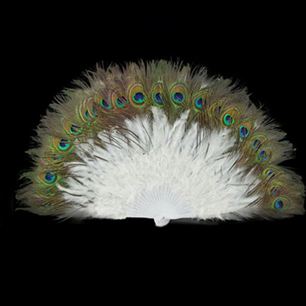 65cm Großer Pfauenfedernfächer 28 Speichen Square Dance Performance Fächer Hochzeitsfeier Dekoration