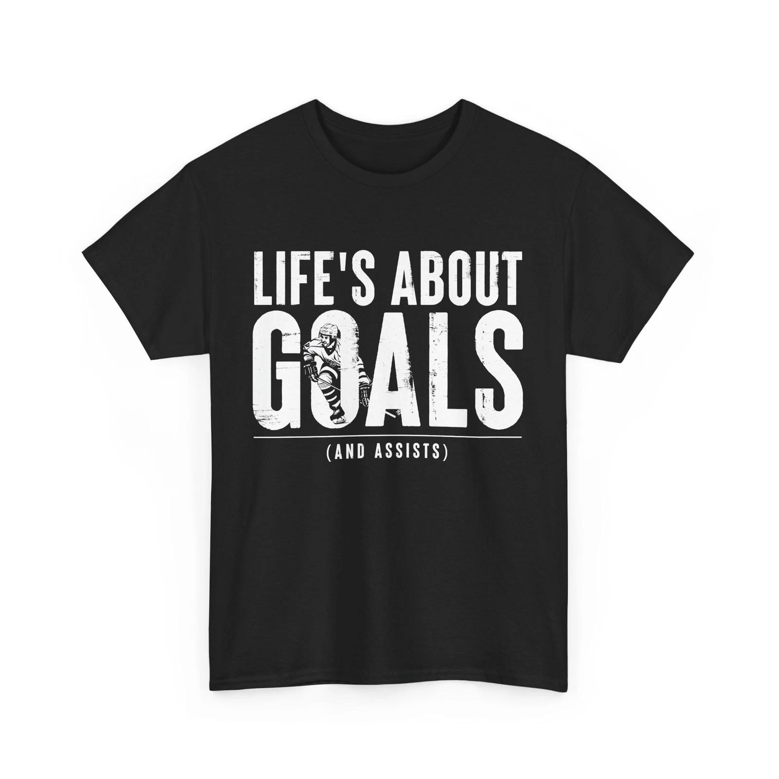 Ice Hockey Shirt, Life s About Goals (and assists) Shirt, Hockey Player Shirt L