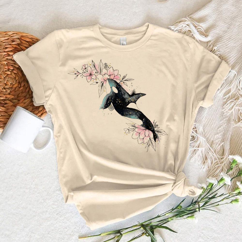 Whale tshirt Women streetwear graphic Japanese t shirt feUnisex y2k graphic designer clothing