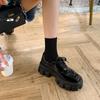 Fashion Women‘s British Style Leather Single Shoes Spring Autumn 2024 Loafer Shoes Retro Heightened Thick Bottom Platform Lace-up Shoes