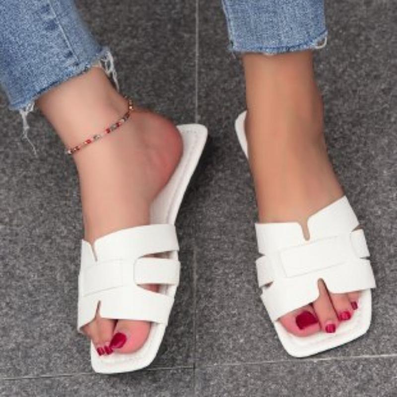 Women's Square Toe Leather Studded Flat Sandals - Multi Colors availableCasual and comfortableFashionable and versatileBreathable Sandal Design