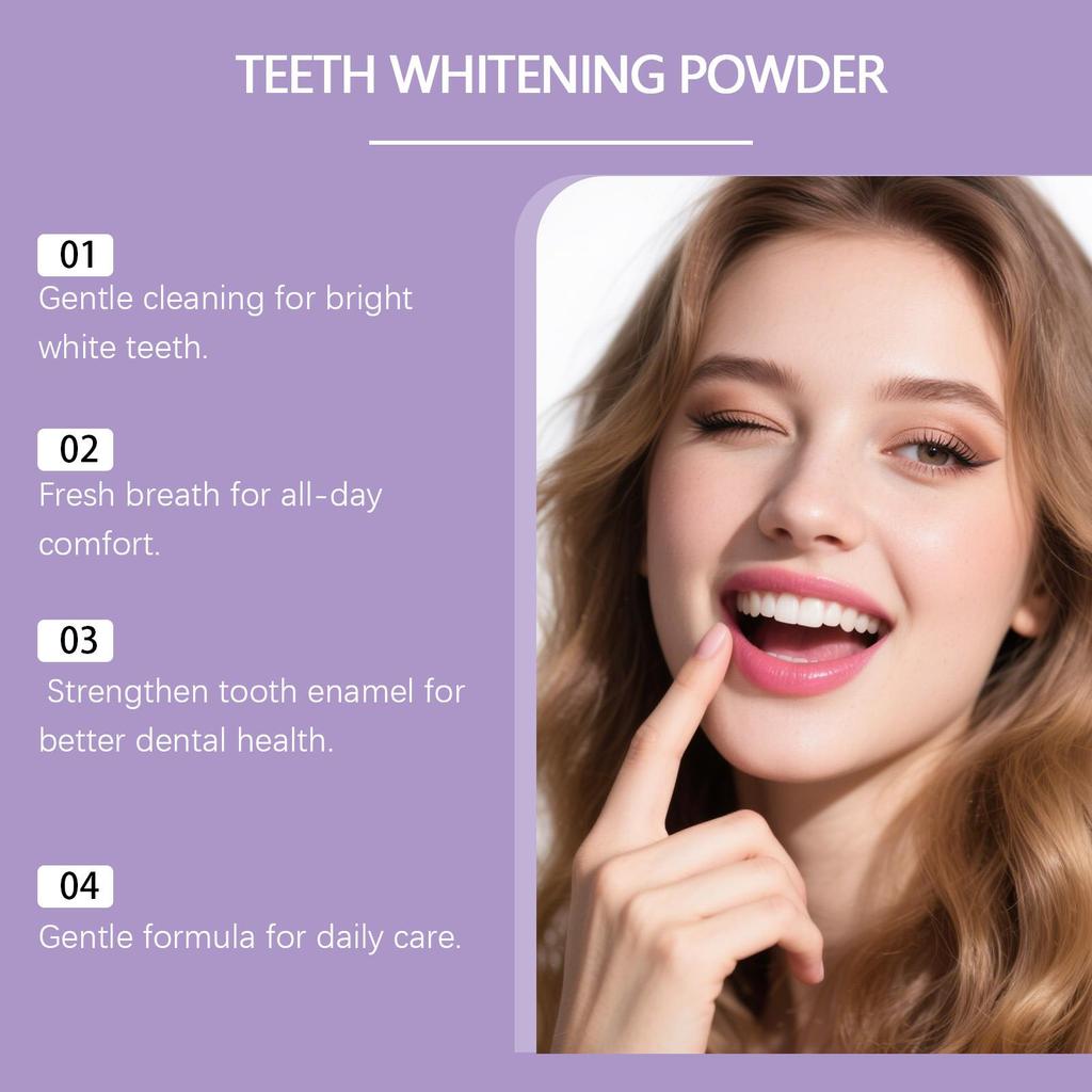 Purple Teeth Cleaning Powder, Fine Texture & Mild Formula, Gentle Teeth Stain & Odor Removal, Daily Oral Care
