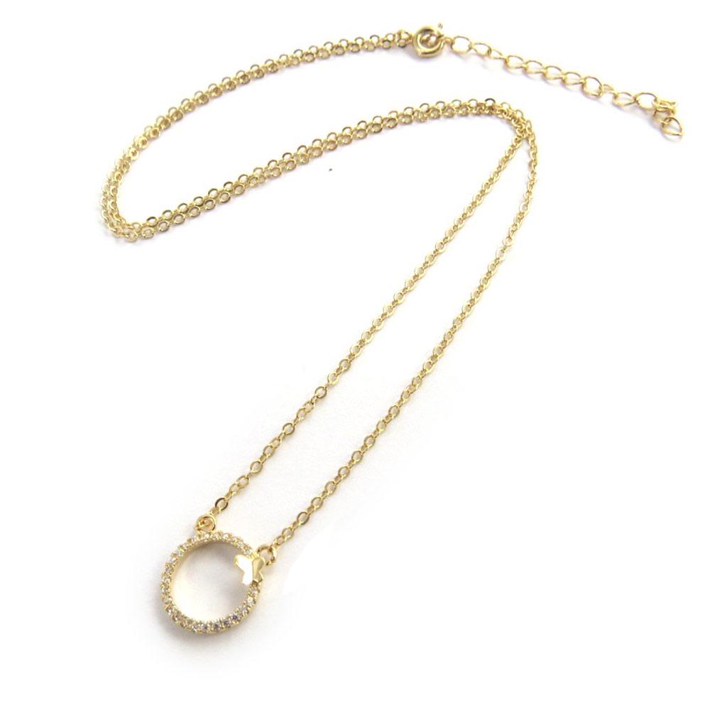 Les Trésors De Lily [M8884] - Gold-plated 'Goddess' White Gold Necklace (butterfly) - 12 Mm