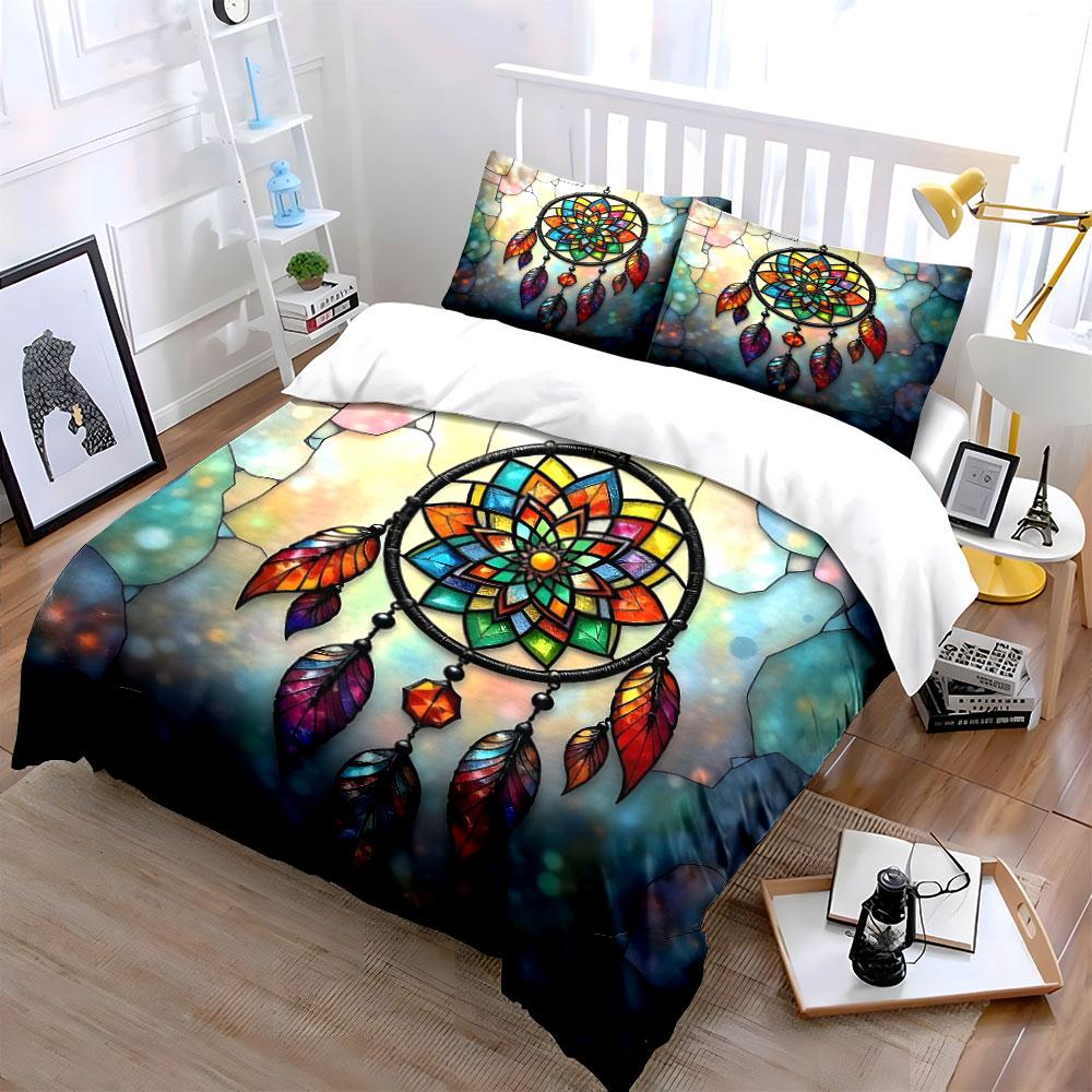 Colorful Dreamcatcher Home Decor Set Multiple Sizes Kid'S And Adults' Bedroom Exquisite 3Pc Bedding Set, Gift
