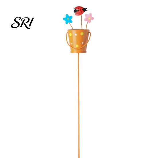 Weather-resistant Plant Stake Metal Garden Watering Pot Shape Bee Butterfly Cow Bunny Flowers Outdoor Flower Decoration Decorative for Yard Porch Lawn L