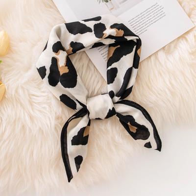 New Leopard Print Small Square Scarf Imitation Silk Headscarf Spring and Summer Scarf Printed Silk Scarf Neck Protection Scarf Professional Women