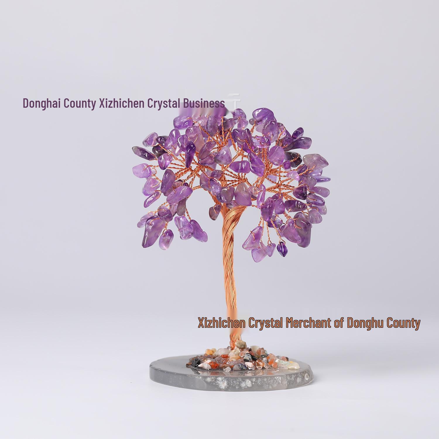 

Natural Agate Slice Crystal Money Tree Desktop Ornament