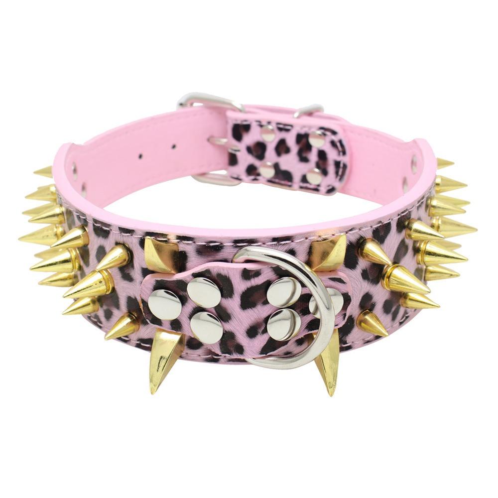 Cool Spikes Studded Dog Collar 2" Wide PU Leather Large Dogs Collars Pitbull German Shepherd Big Dogs Collars Pet Supplies XS-L