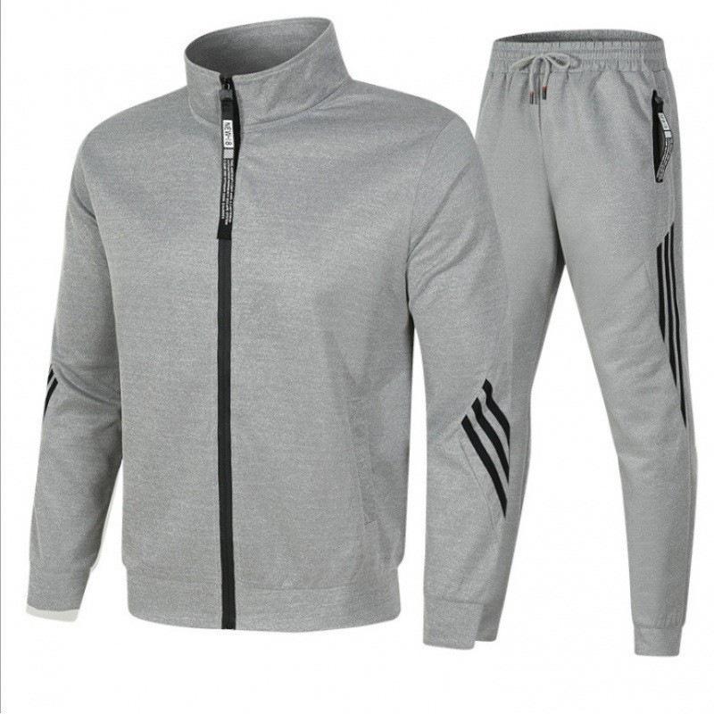 Conjunto Esportivo Masculino Primavera e Outono Camisola com Capuz em Tecido Air Layer + Calças de Moletom Conjunto de 2 Peças Fitness Corrida Roupa Esportiva