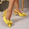 Fashion Baotou Trip Strap Pointed Toe Fashion Stiletto Sandals Pointed Toe Shallow Mouth Temperament Crystal Bow Heels