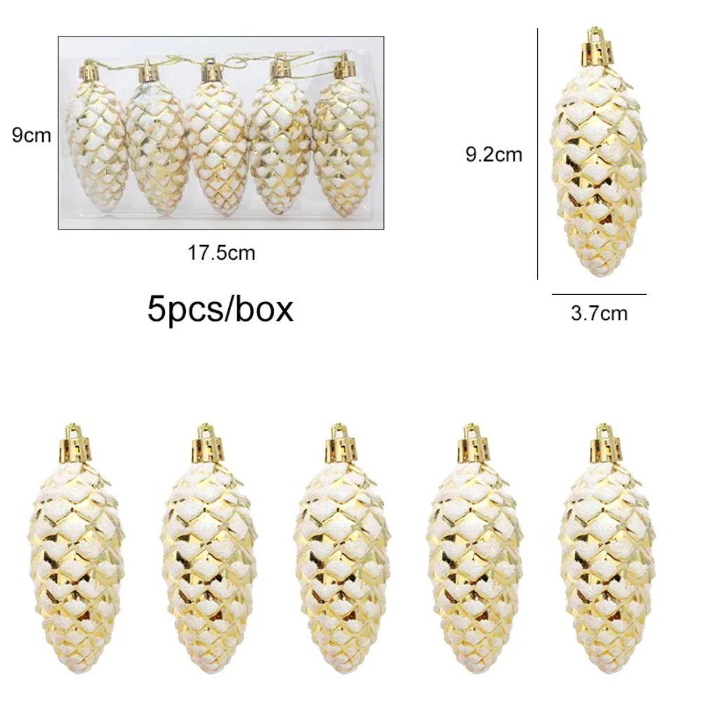 

5Pcs 5Pcs Christmas Painted Pine Cone Painted Plastic Pine Cone Balls Hanging Christmas Tree Decoration Merry Christmas золотий