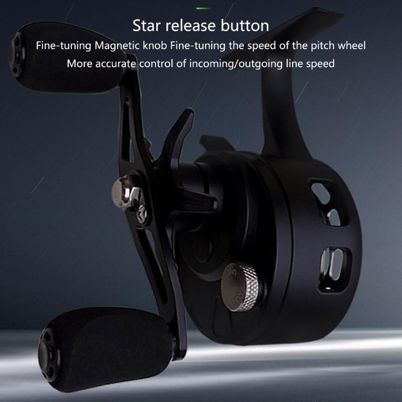 Angelausrüstung Inline Eisangelrolle mit Metallspule und 3+1 Kugellagern Inline Freilauf Eisangelrolle mit großer Spule