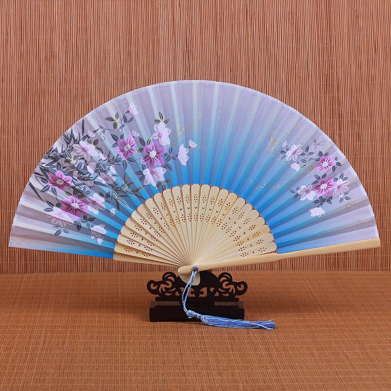 Children's Portable Pink & Blue Folding Dance Fan for Hanfu & Cheongsam