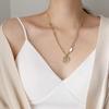 Initial Round Pendant Titanium Steel Sweater Necklace for Women - Versatile & Trendy Jewelry