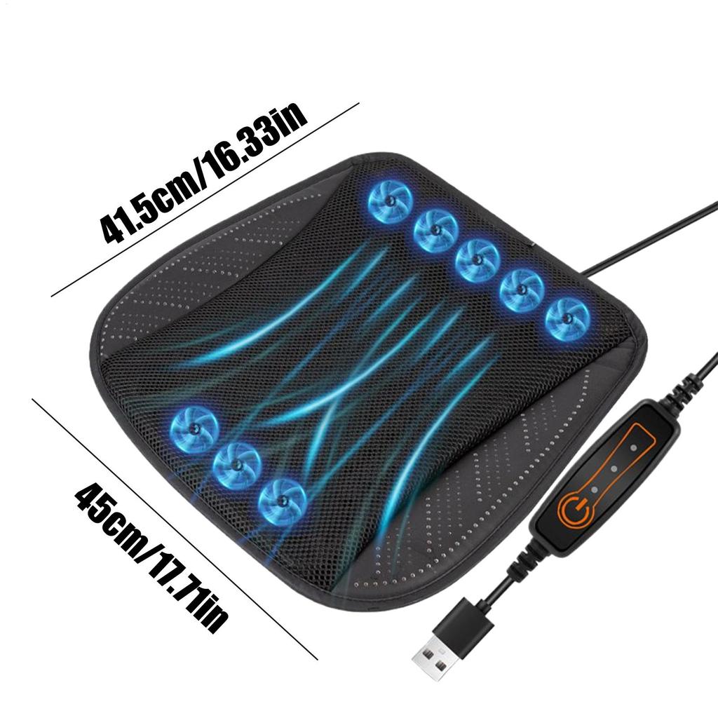 Cooling Car Seat Cushion Ventilated Seat Cushion 3-speed Ergonomic Supportive Mat For Vehicle Driver Back Sitting Travel Elderly