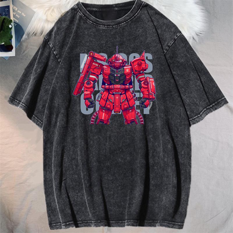 Anime GUNDAM Barbatos Graphic Printed Tshirt Mens and Womens Washed Tshirt High Quality Vintage Cotton Tshirt YK Top