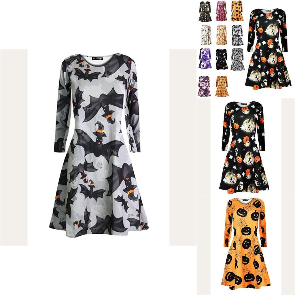 Premium Quality Womens Vampire Horror Blood Halloween Costume Flared Swing Dress