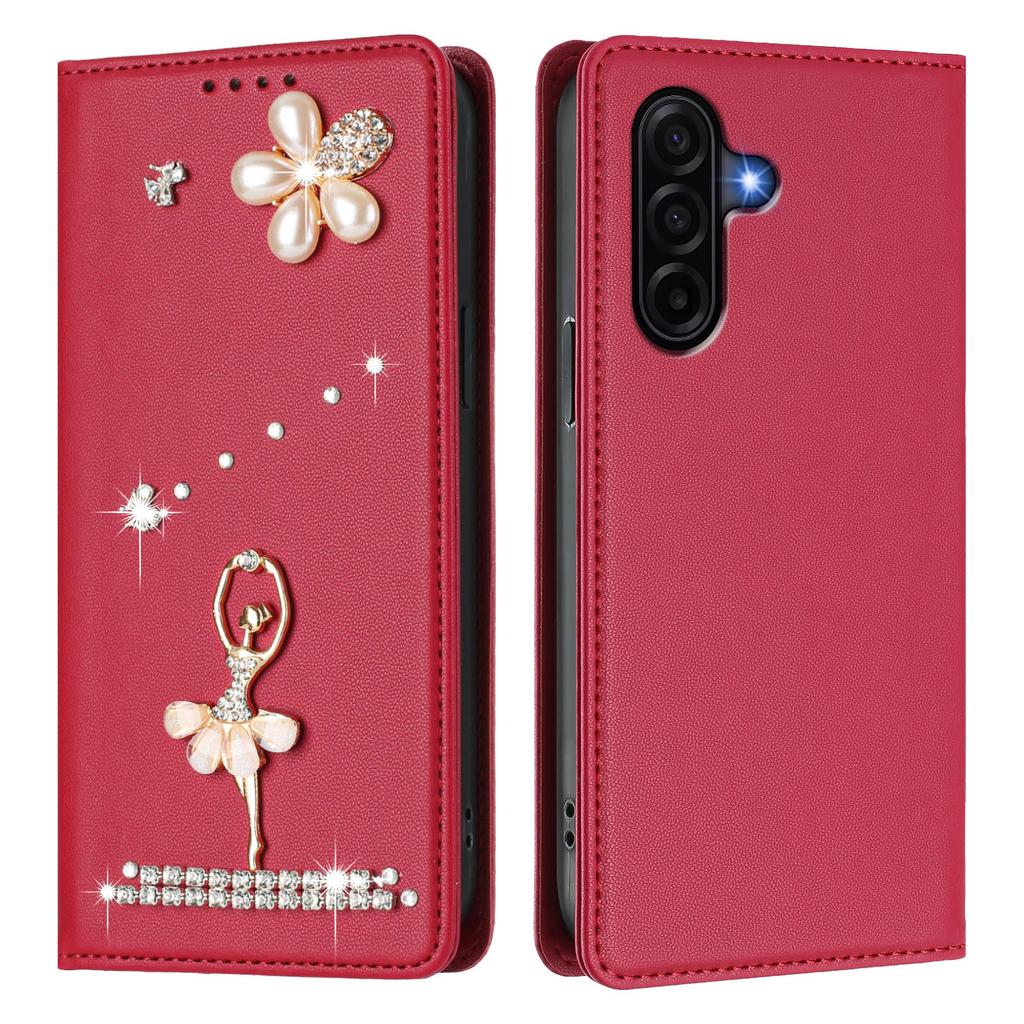 Pour Samsung Galaxy A57 5G Étui Motif Feuilles Florales Multiples Emplacements pour Cartes Fermeture Éclair Housse de Téléphone en Cuir avec