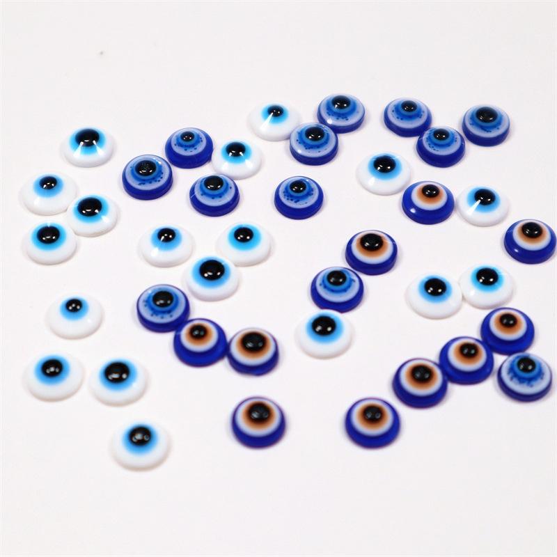 50ks Blue Eyes 3D Resin Nail Art Charms Korálky, nehtové šperky pro DIY Tipy na nehty Manikúra Příslušenství 6mm