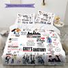 Biancheria da letto con motivo Grey's Anatomy, Set copripiumino Copripiumino Federa Regalo di Compleanno per la Casa (1 * copripiumino + 2 * federa, senza nucleo)