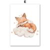 Cute Fox Deer Owl Rabbit Bear Cloud Sleeping Nursery Wall Art Canvas Painting Nordic Posters Prints Pictures Baby Boy Room Decor