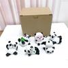 6 Pack Cartoon Panda Figurines Small Animal Models Miniatures Ornaments for Cake Toppers and Car Decors Accessories