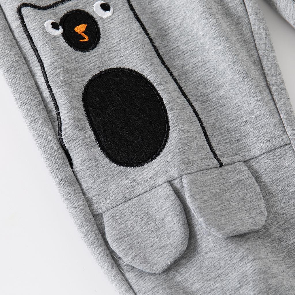 Cartoon Bear Embroidered Boys Sweatpants, Mid-waist Casual Medium Children's Sweatpants, Cute Pattern Children's Sweatpants