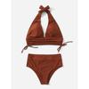 Costum de baie pentru femei de mărime mare Bikini push up cu talie înaltă Costum de baie pentru femei Set de bikini solid Biquini cu Halter Costum de baie Imbracaminte de plajă