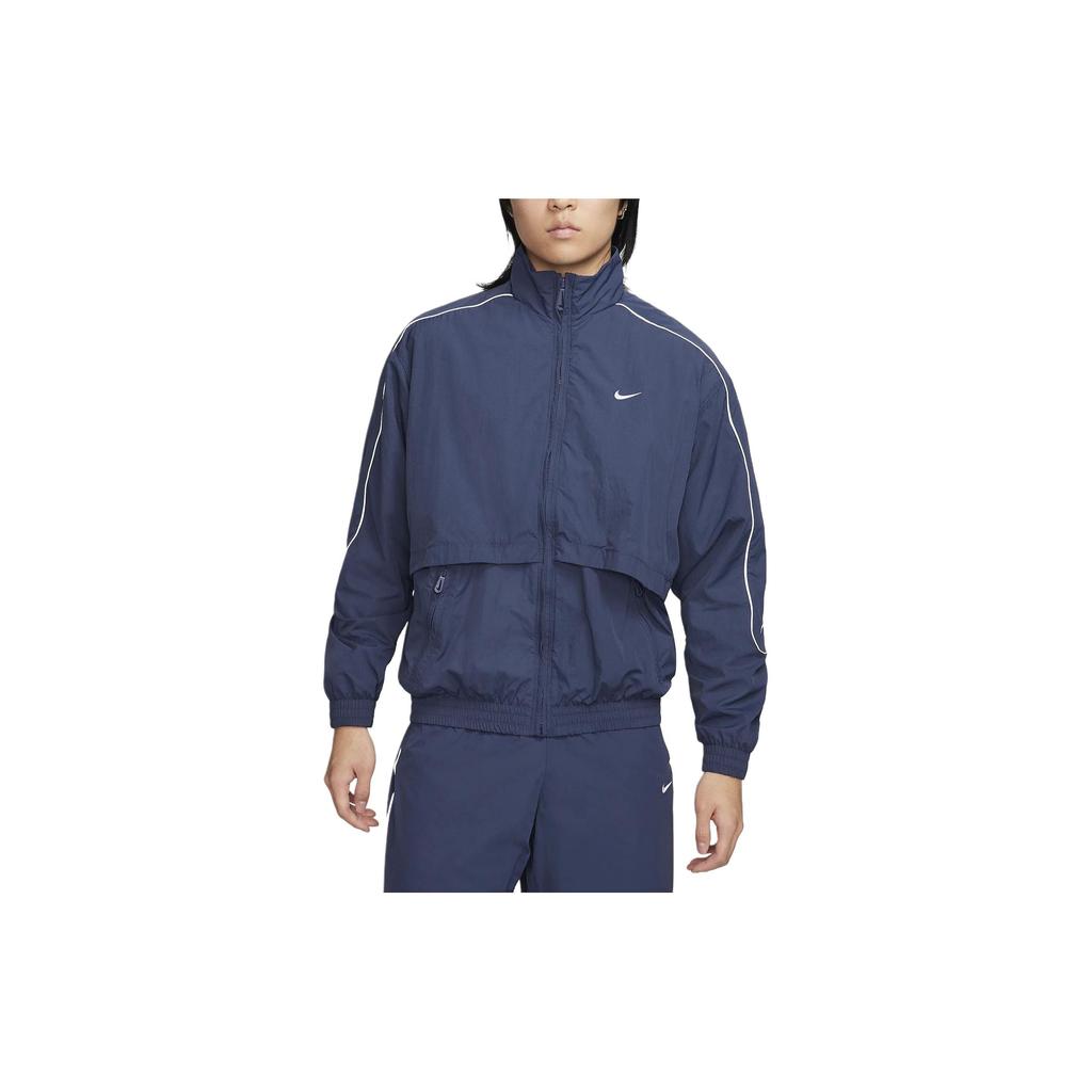 Nike Sportswear Solo Swoosh Logo Zip-Up Collar Jacket Men Jackets Thunder-Blue FB8623-437