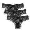 3 Pcs/Lot Women's Lace Bow Thongs Sexy Low Waist Panties Underpants