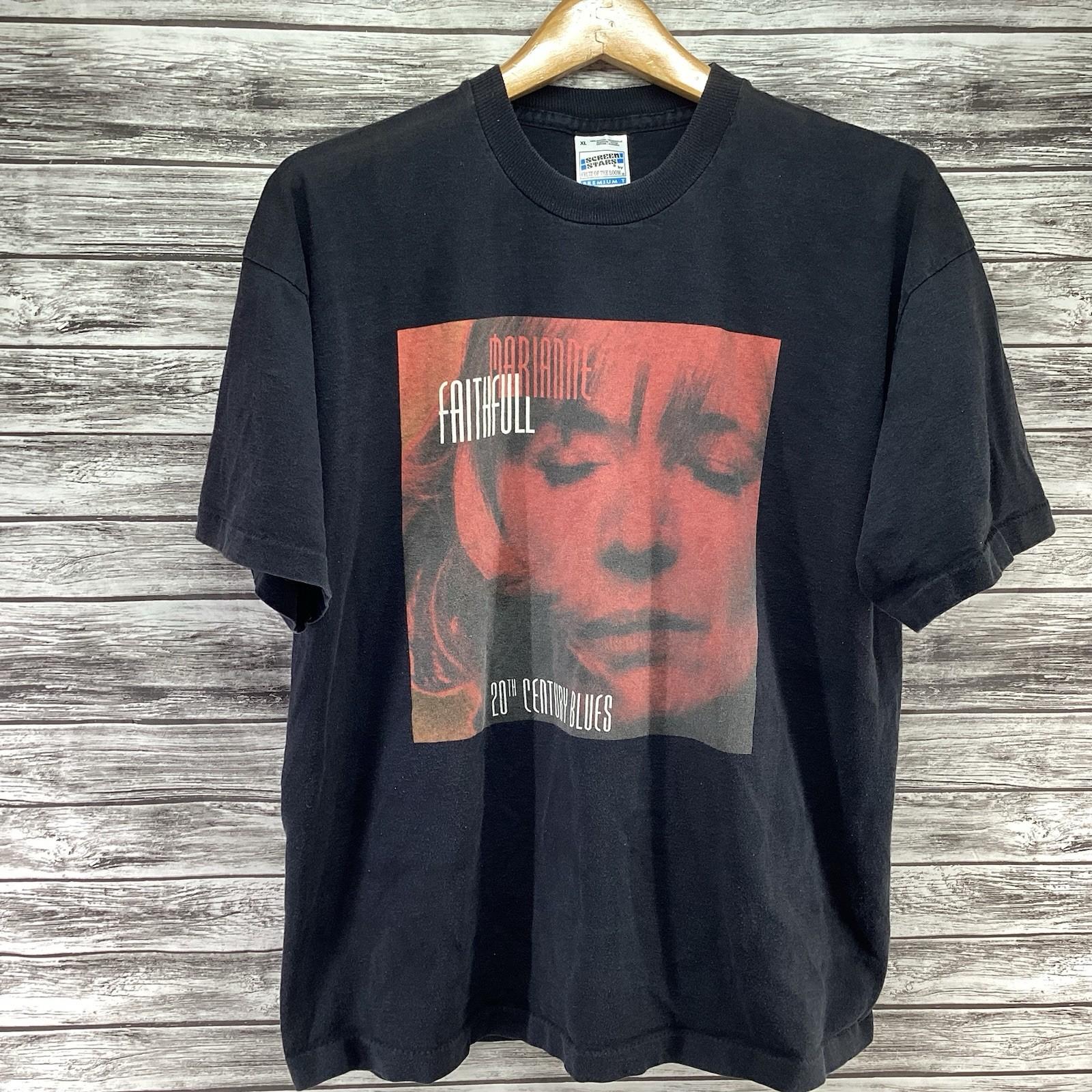 Vintage Marianne Faithfull Shirt Mens XL Black 96/97 World Tour Graphic Tee 90s Unisex T-Shirt S