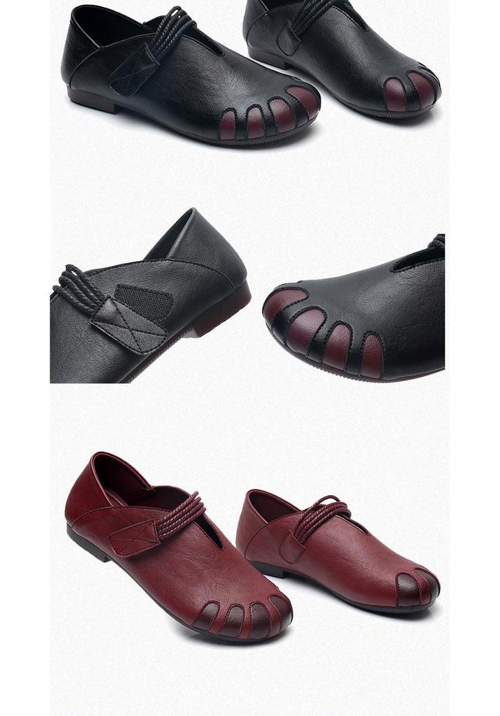 2026 Spring/Autumn Retro Soft Sole Mother's Flat Shoes – Comfortable Style for Middle-Aged and Elderly.