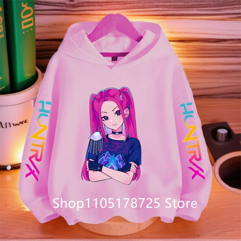 New KPop Demon Hunter Cartoon Girls Boys Hoodies Children's Korean Wave Print Fashion Casual Tops Casual Girls Clothing Warm