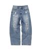 SLOWACID Distressed Wide Denim Pants [Blue]
