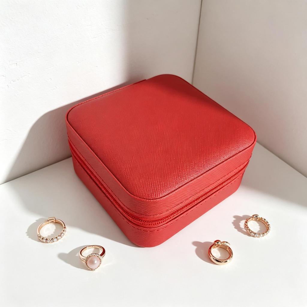 Compact Leather Jewelry Box for Women - Cute Organizer for Pendants, Earrings, and Rings